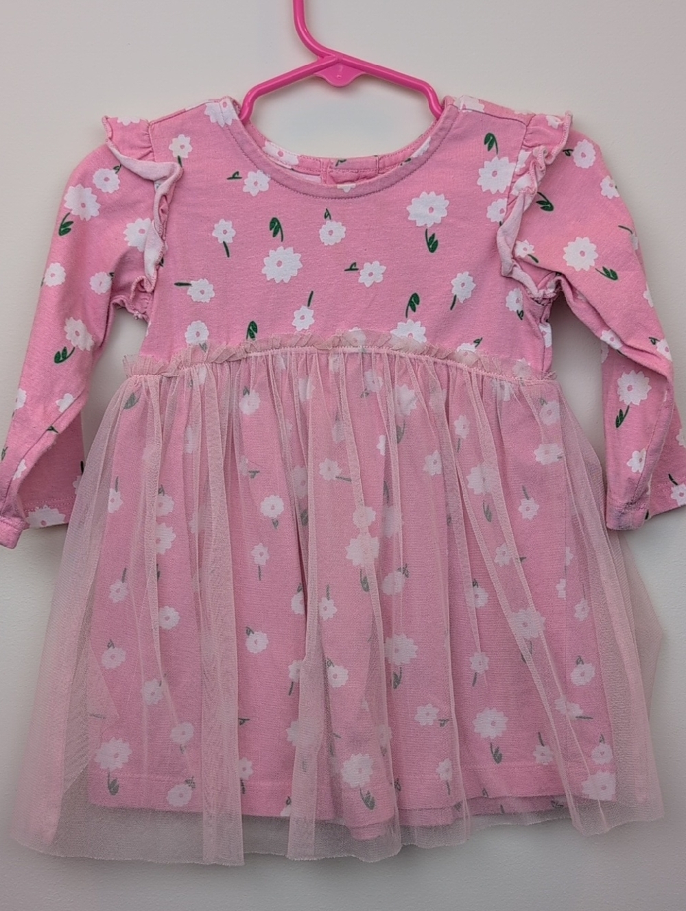 Hanna Andersson Pink Floral Tulle Dress 18-24M